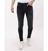 LF Jeans med Rips Slim Fit för män - MM-S-109 - Svart