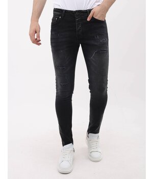 LF Jeans med Rips Slim Fit för män - MM-S-109 - Svart