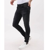 LF Jeans med Rips Slim Fit för män - MM-S-109 - Svart