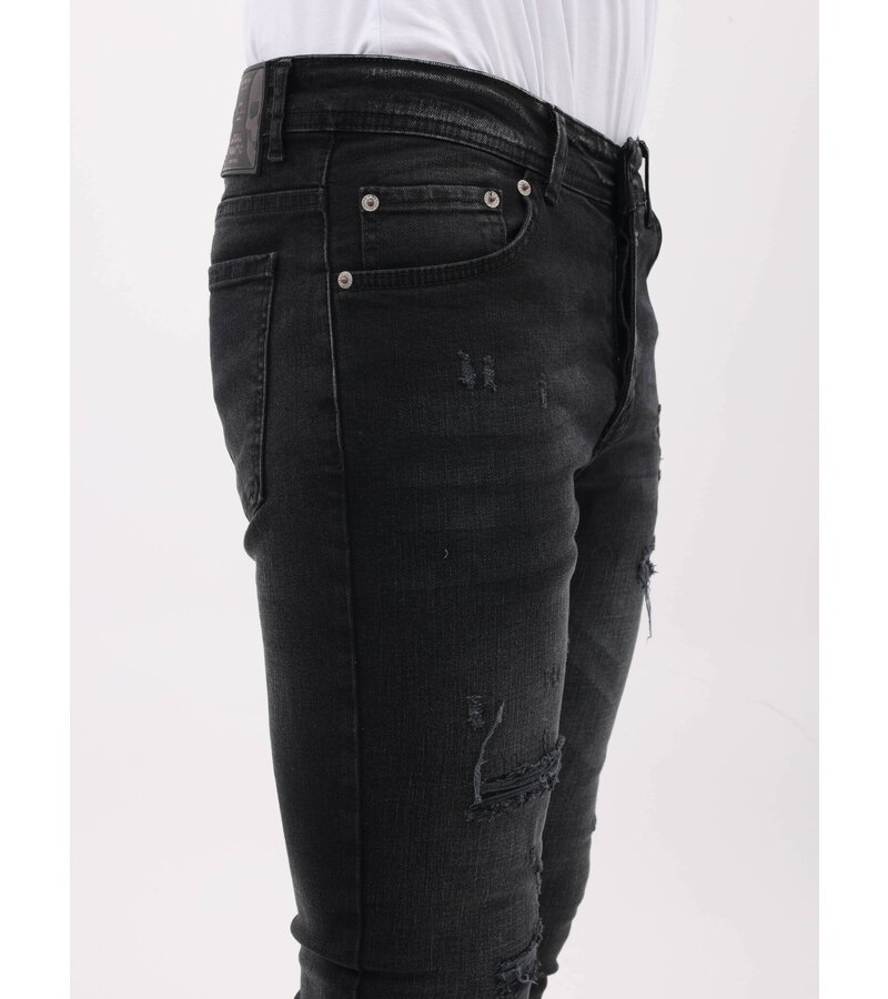 LF Jeans med Rips Slim Fit för män - MM-S-109 - Svart