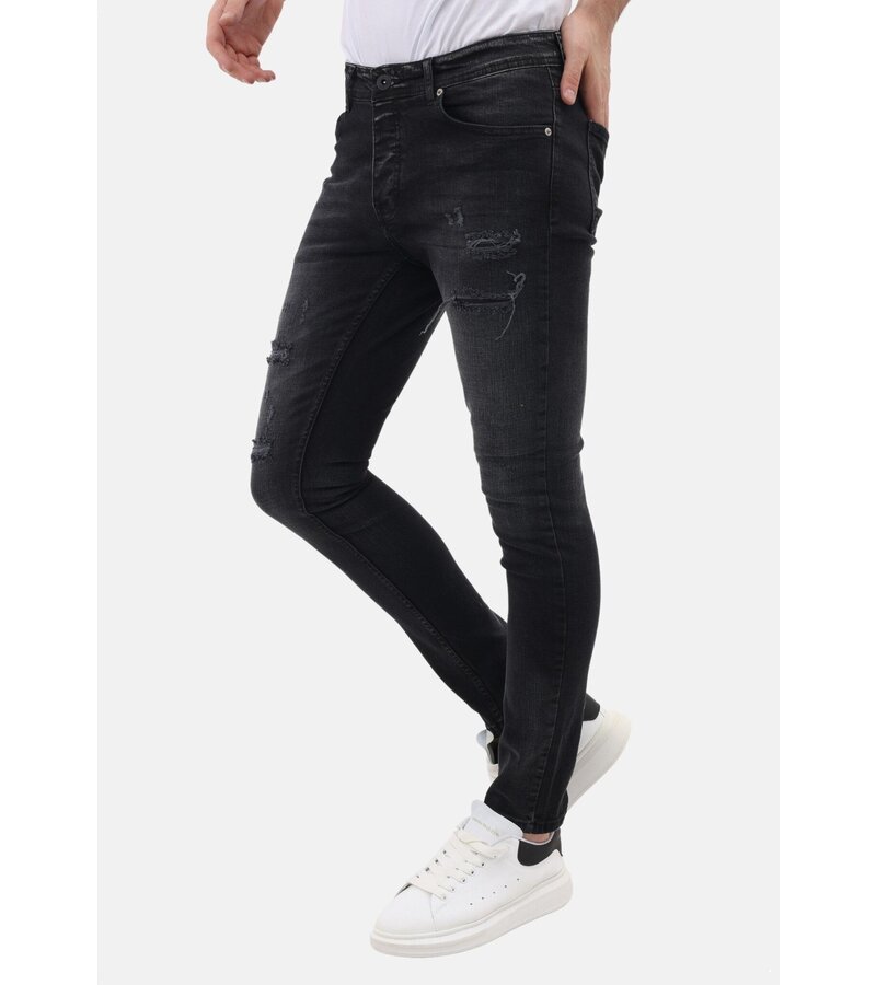 Mario Morato Jeans med Rips Slim Fit för män - MM-S-109 - Svart