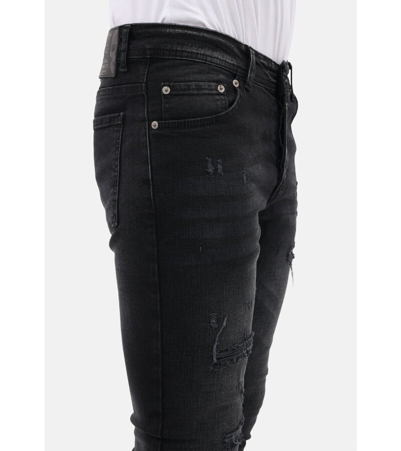 Mario Morato Jeans med Rips Slim Fit för män - MM-S-109 - Svart