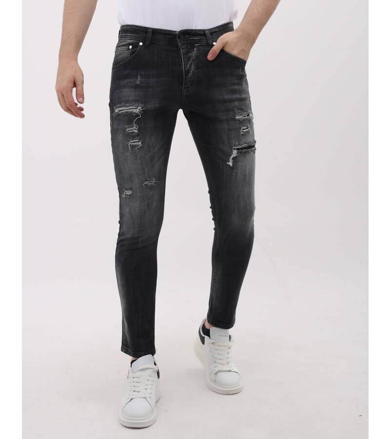 LF Slim Fit Stretch Jeans med Rips Herr - MM-S-110 - Grå