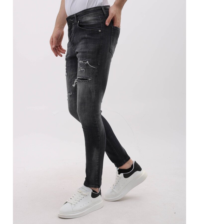 LF Slim Fit Stretch Jeans med Rips Herr - MM-S-110 - Grå