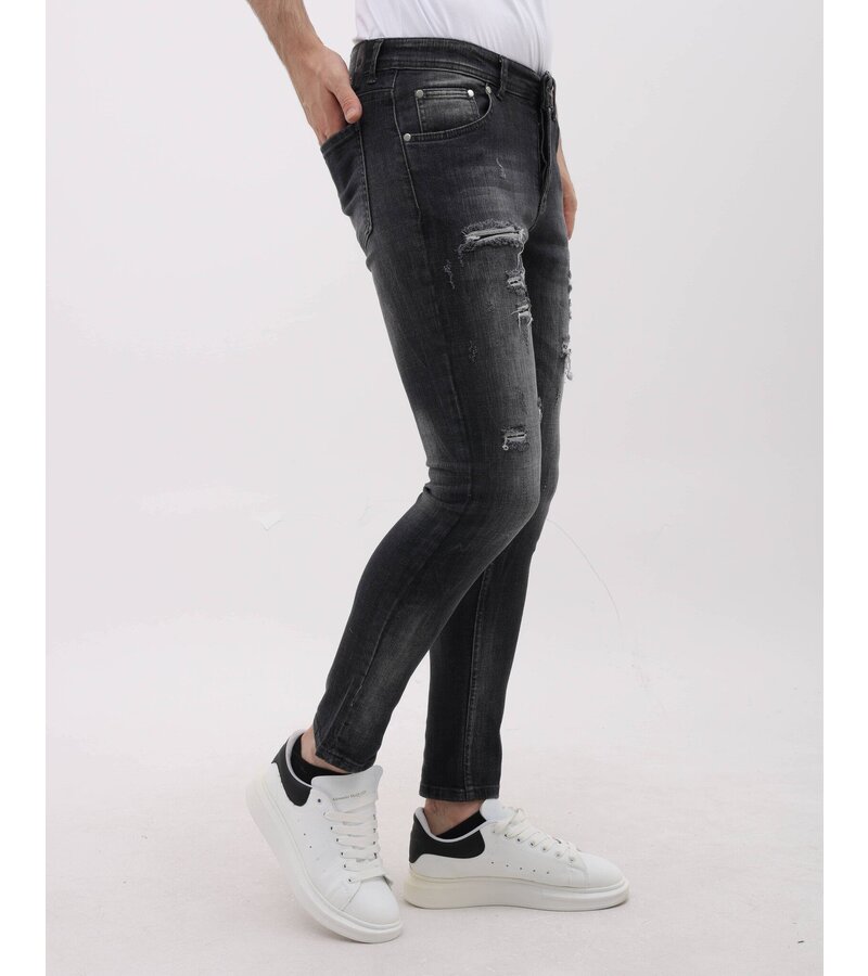 LF Slim Fit Stretch Jeans med Rips Herr - MM-S-110 - Grå