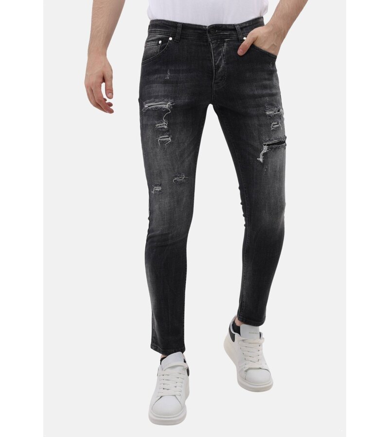 LF Slim Fit Stretch Jeans med Rips Herr - MM-S-110 - Grå