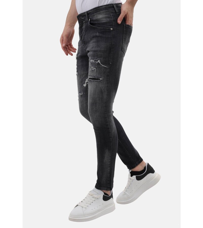 LF Slim Fit Stretch Jeans med Rips Herr - MM-S-110 - Grå