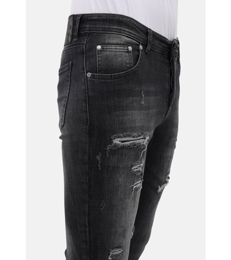 LF Slim Fit Stretch Jeans med Rips Herr - MM-S-110 - Grå