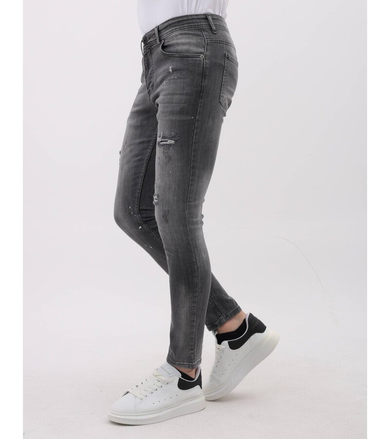 LF Stonewashed Slim Fit Jeans med Rips Herr - MM-S-115 - Grå