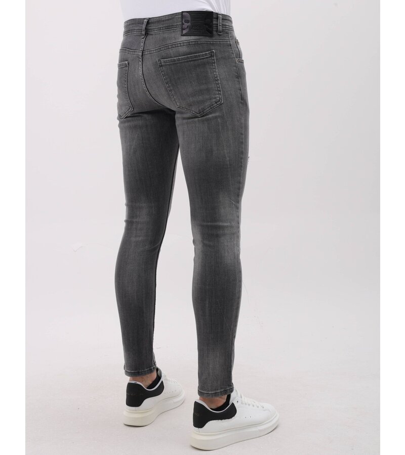 LF Stonewashed Slim Fit Jeans med Rips Herr - MM-S-115 - Grå
