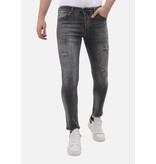 LF Stonewashed Slim Fit Jeans med Rips Herr - MM-S-115 - Grå