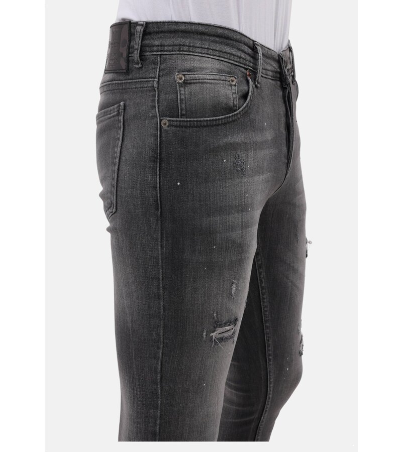 Mario Morato Stonewashed Slim Fit Jeans med Rips Herr - MM-S-115 - Grå