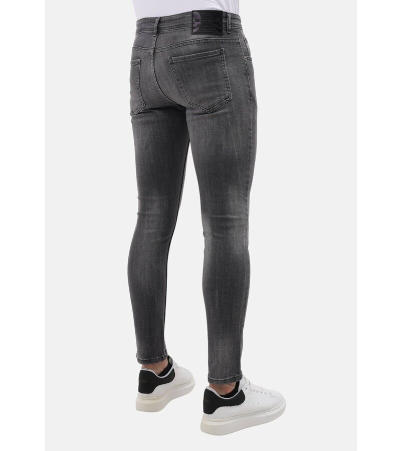 LF Stonewashed Slim Fit Jeans med Rips Herr - MM-S-115 - Grå