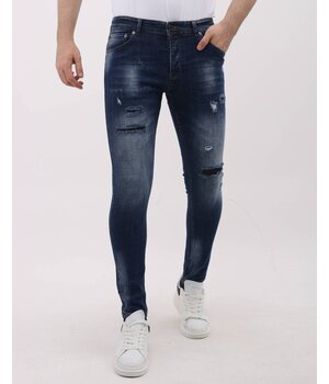 Mario Morato Tighta jeans Slim Fit-jeans för män med revor - MM-S-100 - Blå