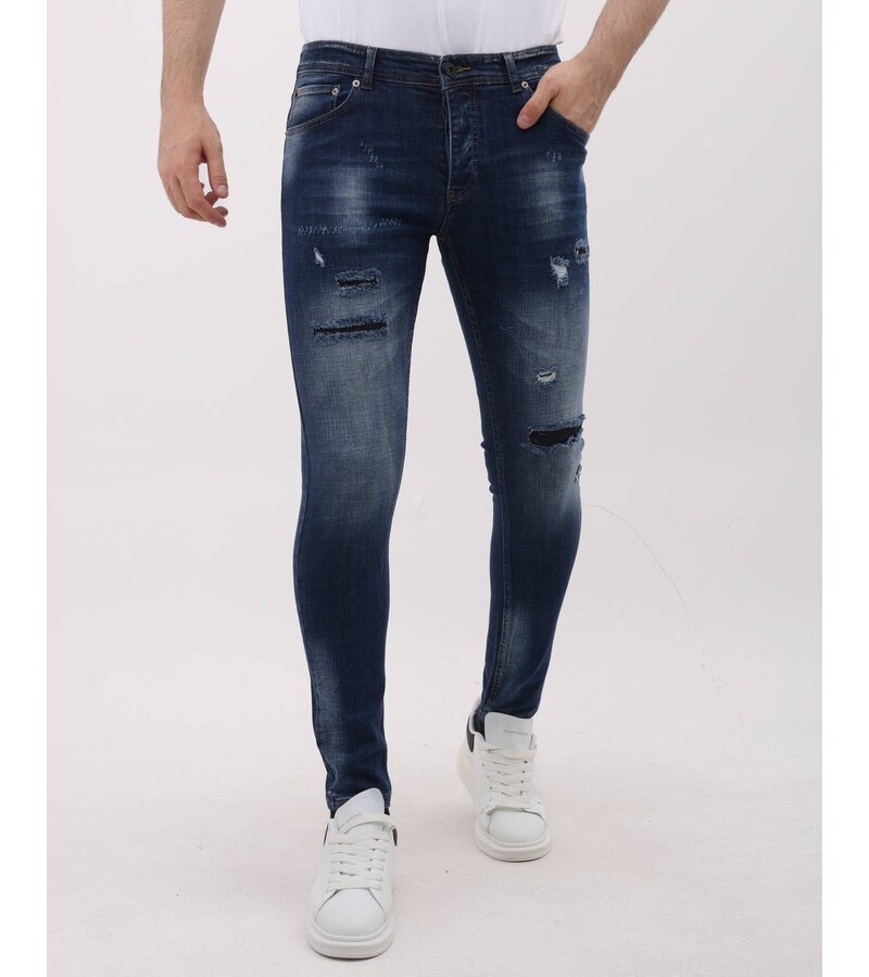 Mario Morato Tighta jeans Slim Fit-jeans för män med revor - MM-S-100 - Blå