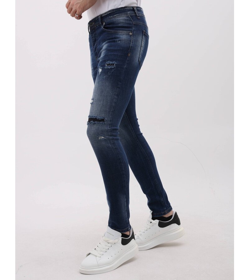 Mario Morato Tighta jeans Slim Fit-jeans för män med revor - MM-S-100 - Blå