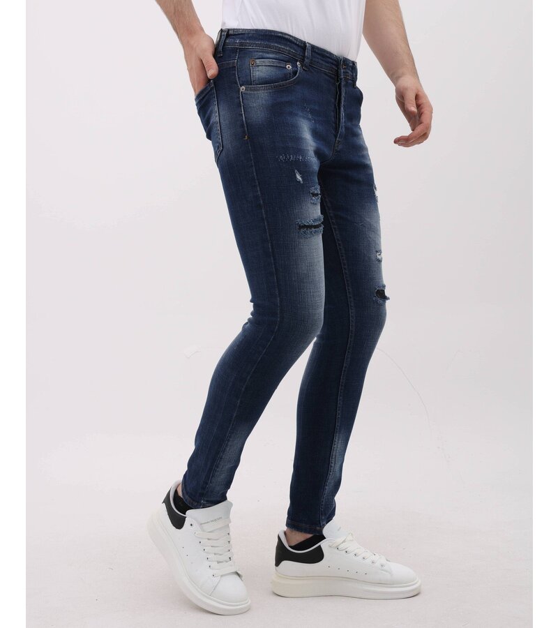 Mario Morato Tighta jeans Slim Fit-jeans för män med revor - MM-S-100 - Blå