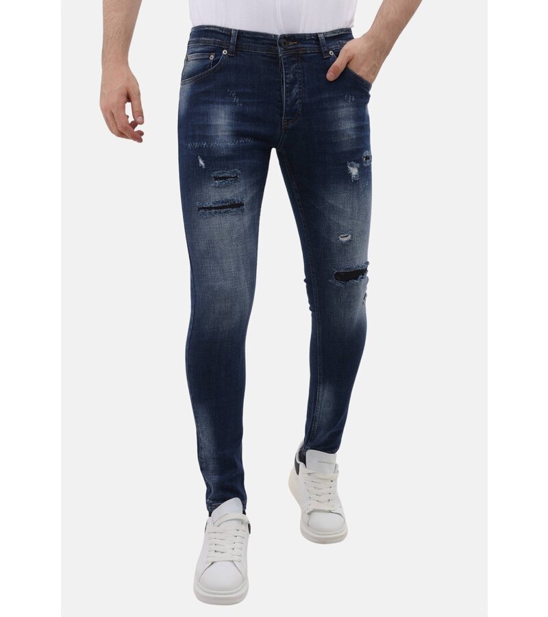 Mario Morato Tighta jeans Slim Fit-jeans för män med revor - MM-S-100 - Blå