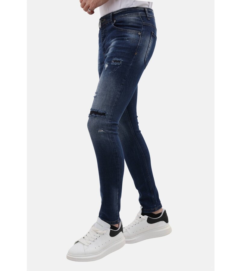 Mario Morato Tighta jeans Slim Fit-jeans för män med revor - MM-S-100 - Blå