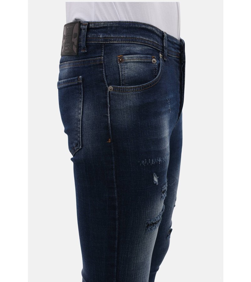 Mario Morato Tighta jeans Slim Fit-jeans för män med revor - MM-S-100 - Blå