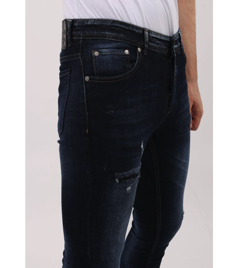 Mario Morato Jeans Herr Slim Fit Stretch med Rips - MM-S-101 - Blå