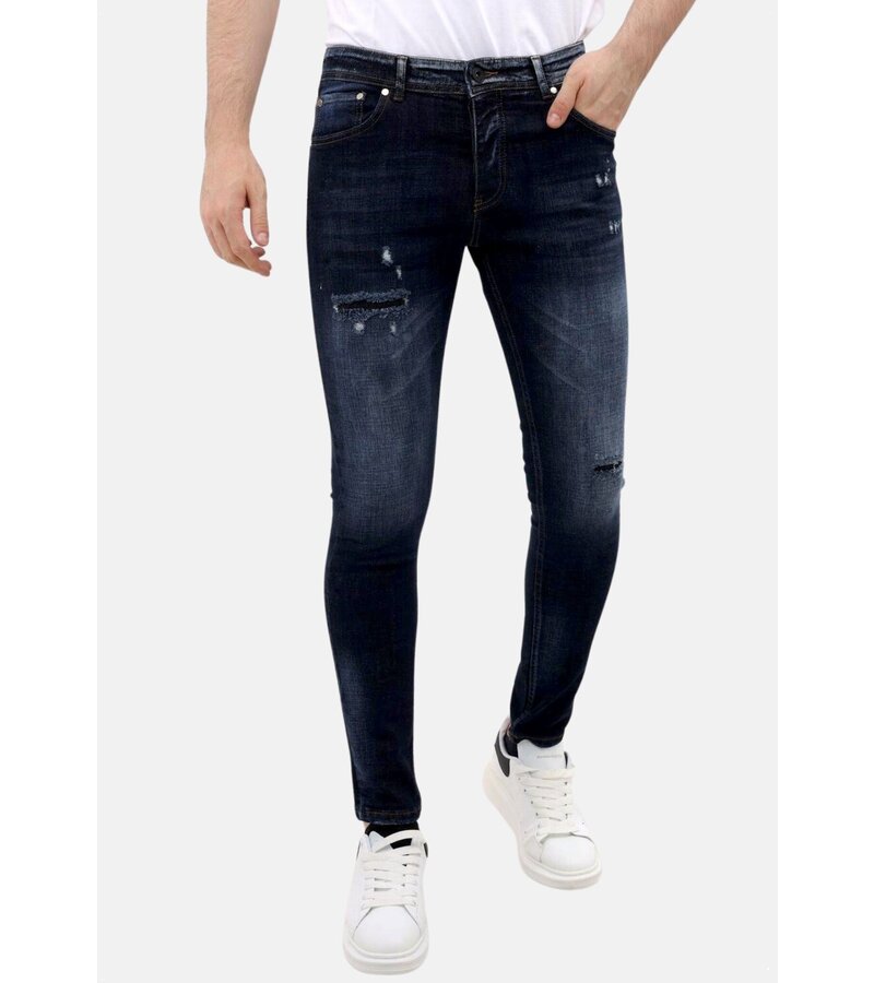 Mario Morato Jeans Herr Slim Fit Stretch med Rips - MM-S-101 - Blå