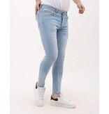 LF Slim Fit Stretch Jeans för män med färg och hål - MM-S-108 - Blå