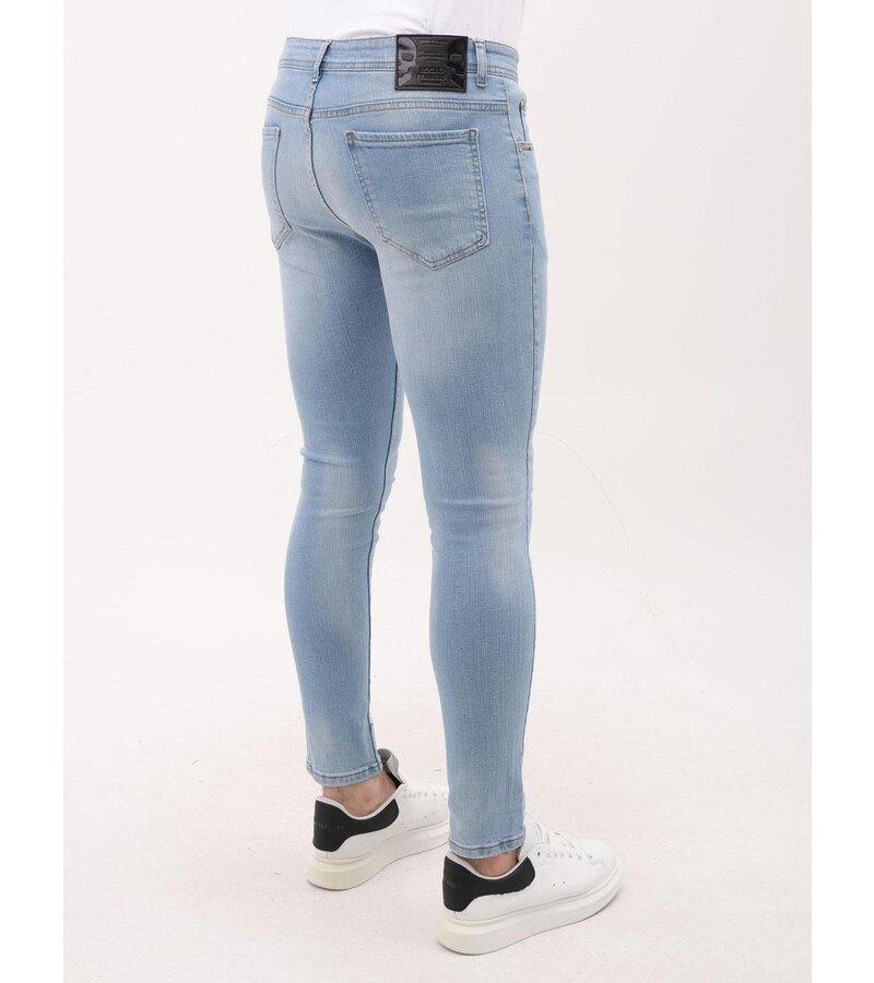 Mario Morato Slim Fit Stretch Jeans för män med färg och hål - MM-S-108 - Blå