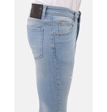 LF Slim Fit Stretch Jeans för män med färg och hål - MM-S-108 - Blå