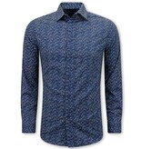 Bread & Buttons Blus Herr Långärmad - Blus Herr Slim Fit - Blå