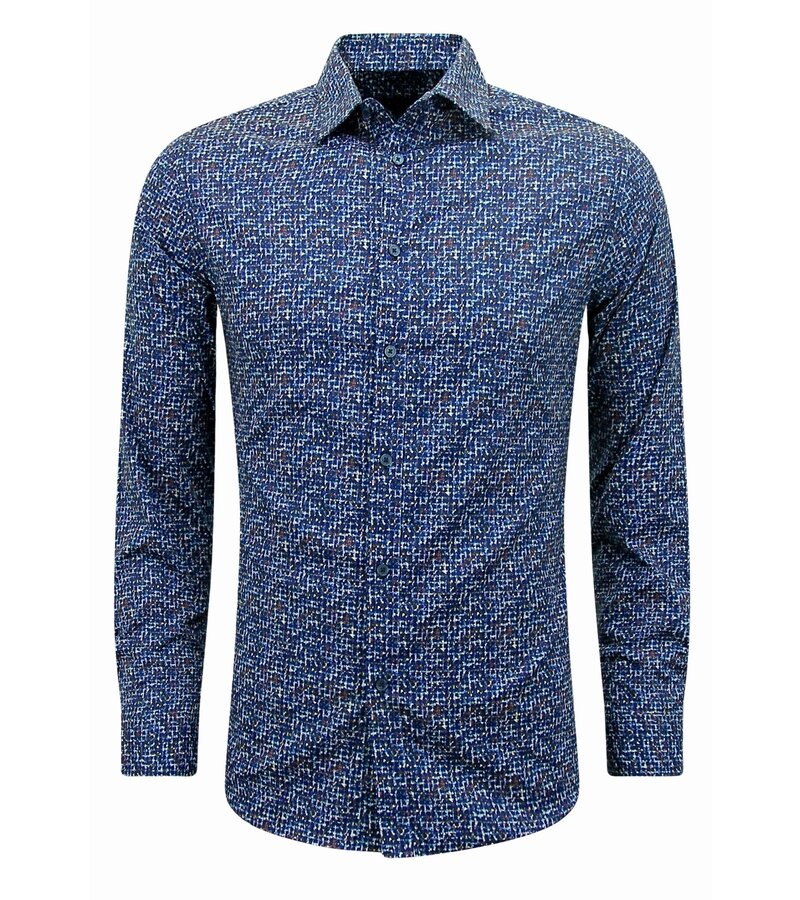 LF Blus Herr Långärmad - Blus Herr Slim Fit - Blå
