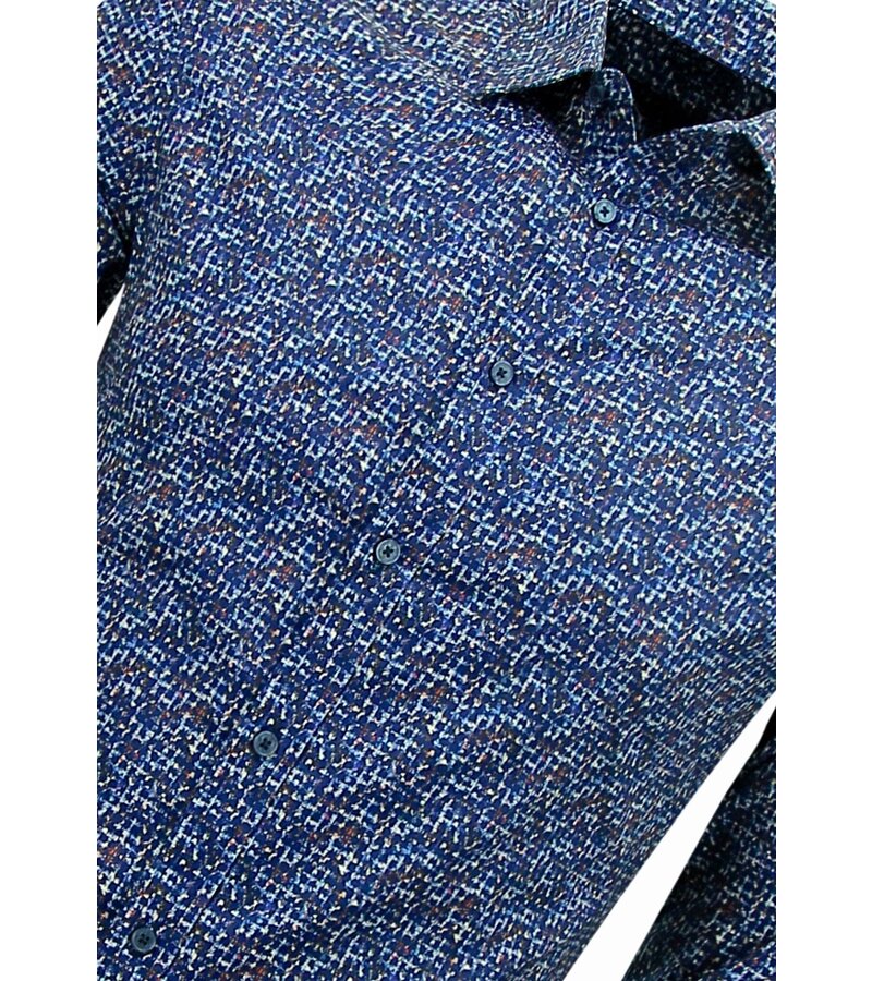 Bread & Buttons Blus Herr Långärmad - Blus Herr Slim Fit - Blå