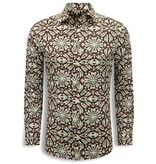 LF Herrskjortor Långärmade - Blus Herr Vuxna - Slim Fit - Bordeaux