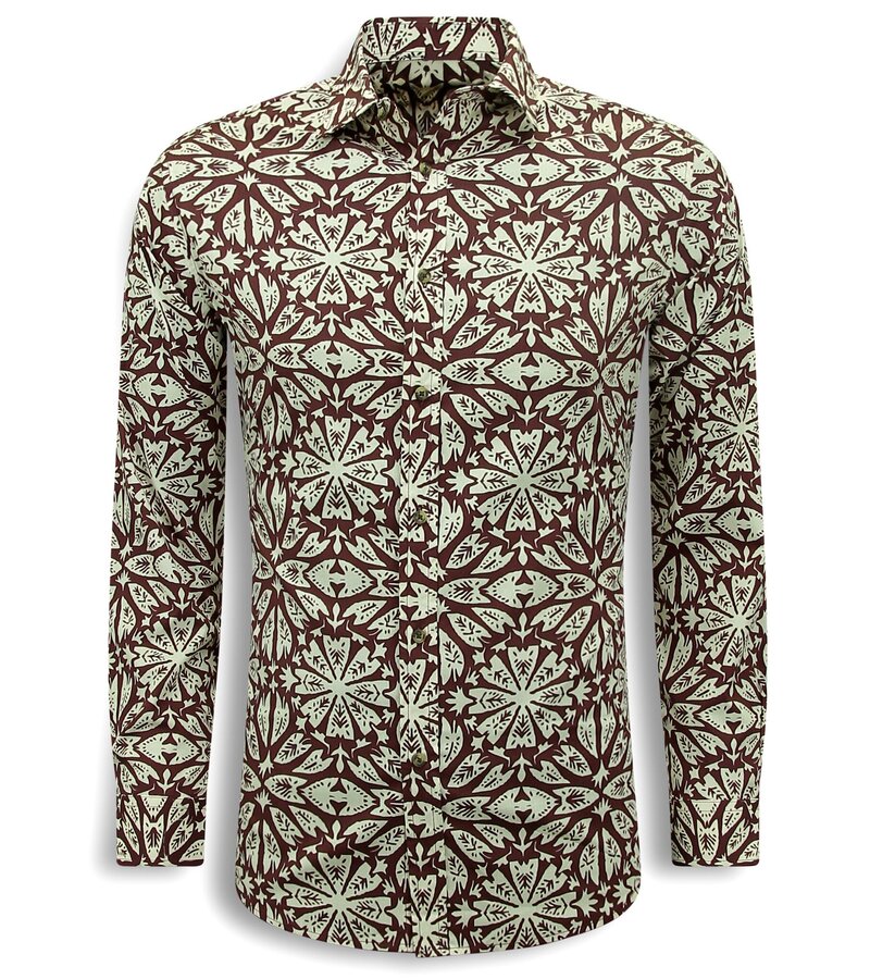 LF Herrskjortor Långärmade - Blus Herr Vuxna - Slim Fit - Bordeaux