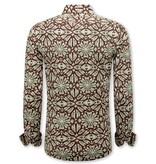 LF Herrskjortor Långärmade - Blus Herr Vuxna - Slim Fit - Bordeaux