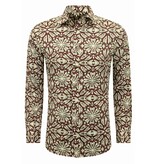 LF Herrskjortor Långärmade - Blus Herr Vuxna - Slim Fit - Bordeaux