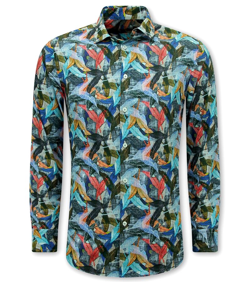 Bread & Buttons Herrblus med långa ärmar - Herrskjorta Slim Fit - Blå