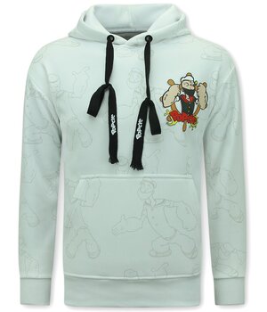 Top Star Hoodie Herr med huva - Popeye - Vit
