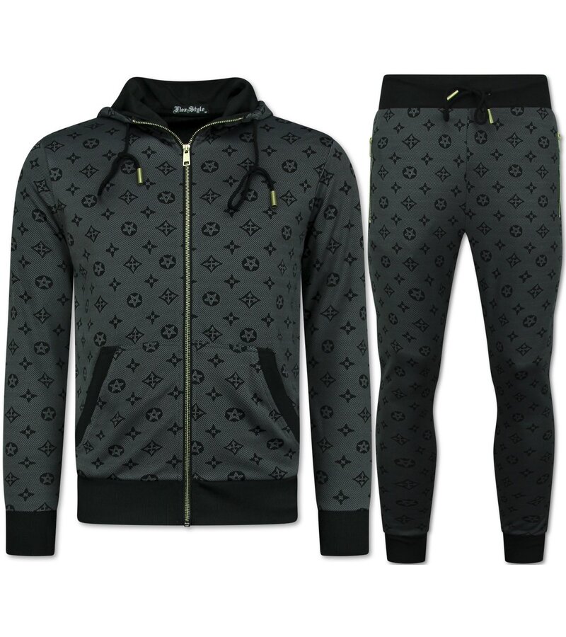 TopStar Herr träningsoverall - Herr joggingoverall - Herr hemmaoverall - Twinset - 5036 - Grå