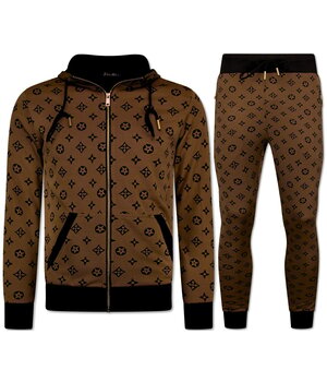 Top Star Twinset - Herrträningsoverall - Herrjoggingdräkt - Herrhemmadräkt - 5036 - Brun