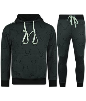 Top Star Herrträningsoverall - Hemmadräkt för män - Joggingdräkt för vuxna - Twinset - 3955 - Grå