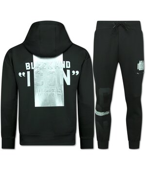 True Rise ICON Hoodie Silver Print - Joggingdräkt Herr Vuxna - Träningsdräkter Herr - 3789 - Svart