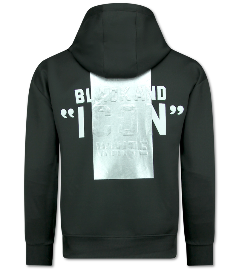 Top Star ICON Hoodie Silver Print - Joggingdräkt Herr Vuxna - Träningsdräkter Herr - 3789 - Svart