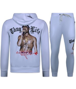 TopStar 2Pac Joggingdräkt Herr - Tupac Träningsdräkter Herr - Hemmadräkt Herr Vuxna - 3390 - Vit