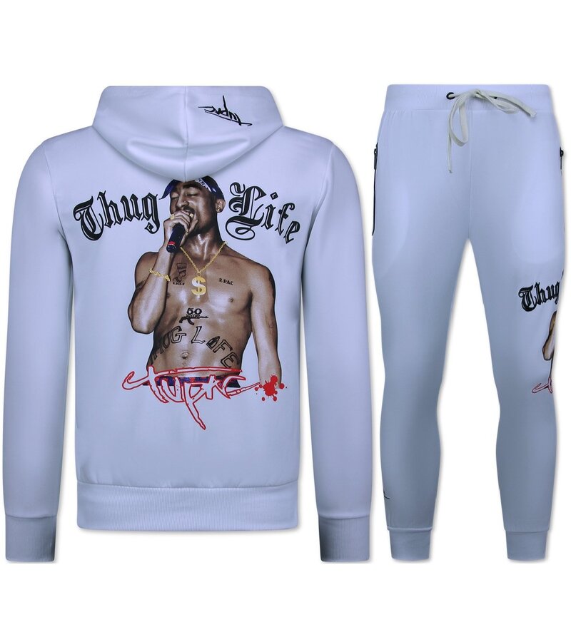 Top Star 2Pac Joggingdräkt Herr - Tupac Träningsdräkter Herr - Hemmadräkt Herr Vuxna - 3390 - Vit