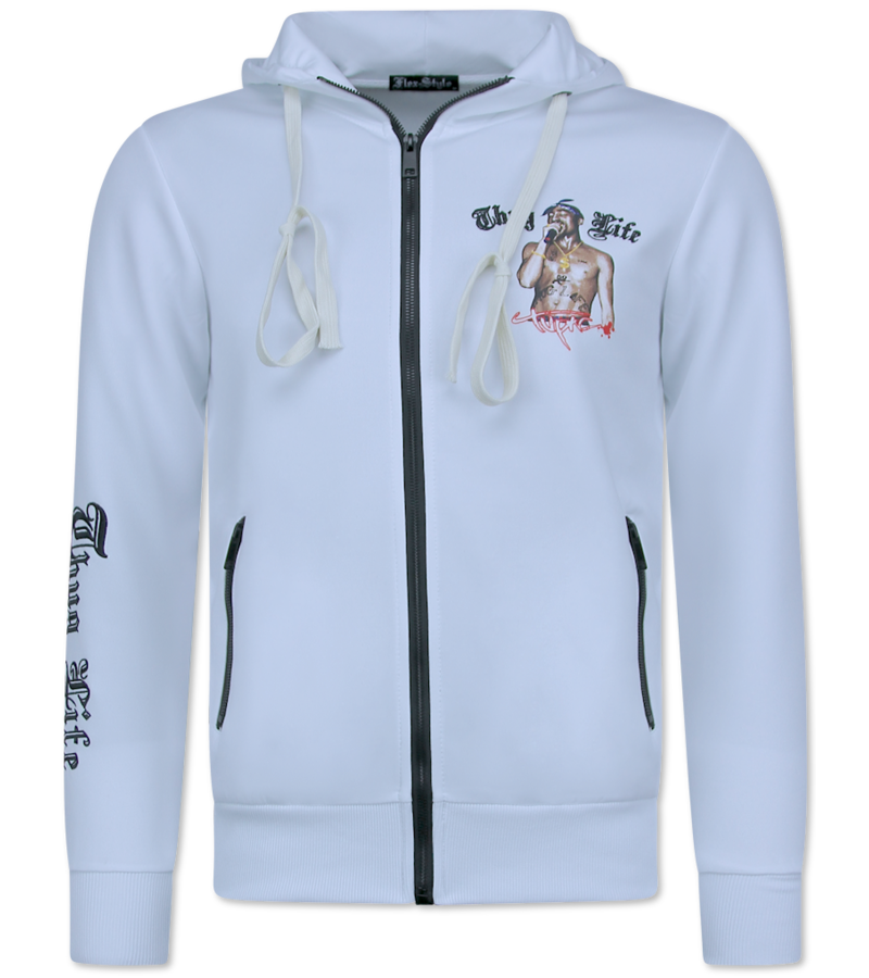 TopStar 2Pac Joggingdräkt Herr - Tupac Träningsdräkter Herr - Hemmadräkt Herr Vuxna - 3390 - Vit