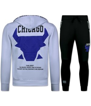 True Rise Chicago Träningsoveraller Herr - Bull Jogging Suit Herr - Hemmadräkt Herr Vuxna - 5231 - Vit