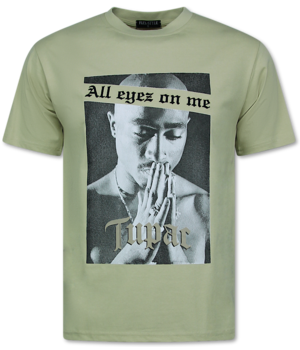Top Star Överdimensionerad T-shirt Herr - T-shirt Herr med Tryck - All Eyez on Me - Tupac - 685 - Brun