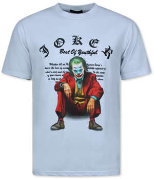 Top Star Joker - Herr T-shirt med tryck - Stor T-shirt Herr - Roliga T-shirts för Herrar - Rolig T-shirt - 701 - Vit