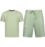 Enos Herr Sommarset - Ribbad Oversized - Tvådelad - Twinset - Set i set - 918 - Beige